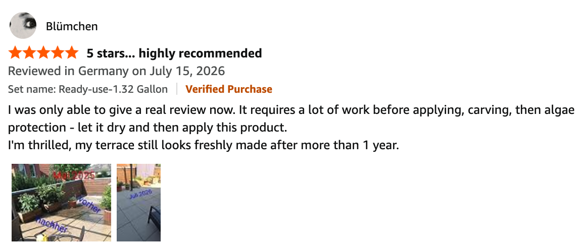 Amazon review by Blümchen — 5 stars, highly recommended